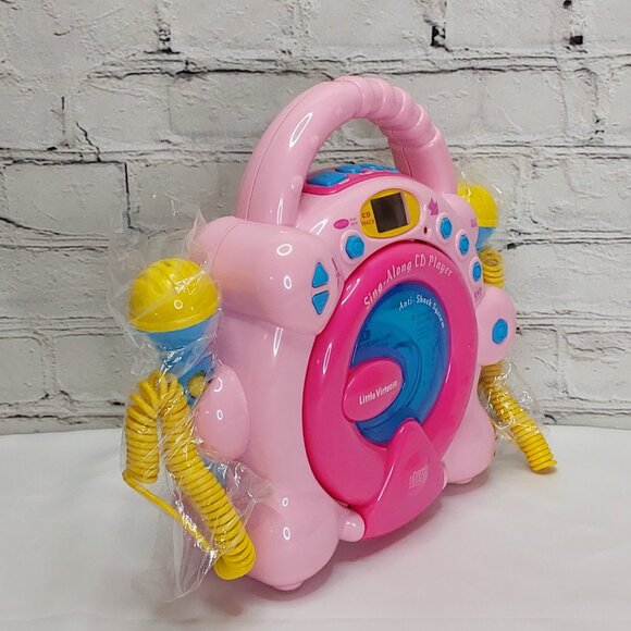 'LITTLE VIRTUOSO' SING~ALONG CD PLAYER DUAL MICROPHONES PINK KARAOKE SYSTEM - Picture 3 of 15
